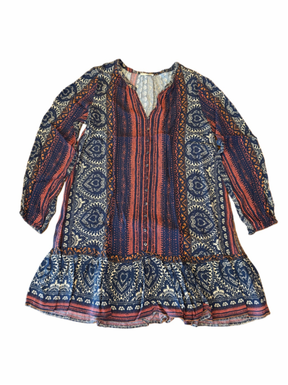 Lovestitch Mini Dress Size L Blue Orange Paisley Print